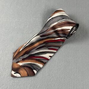 Vintage Jerry Garcia Birdland 14 Silk Tie Gray Brown Abstract Art 1996